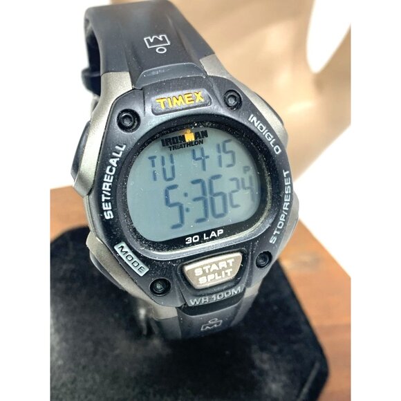 Timex Women's Watch Ironman Quartz Digital Indiglo Black Rubber Band Sport 38mm - Picture 13 of 14